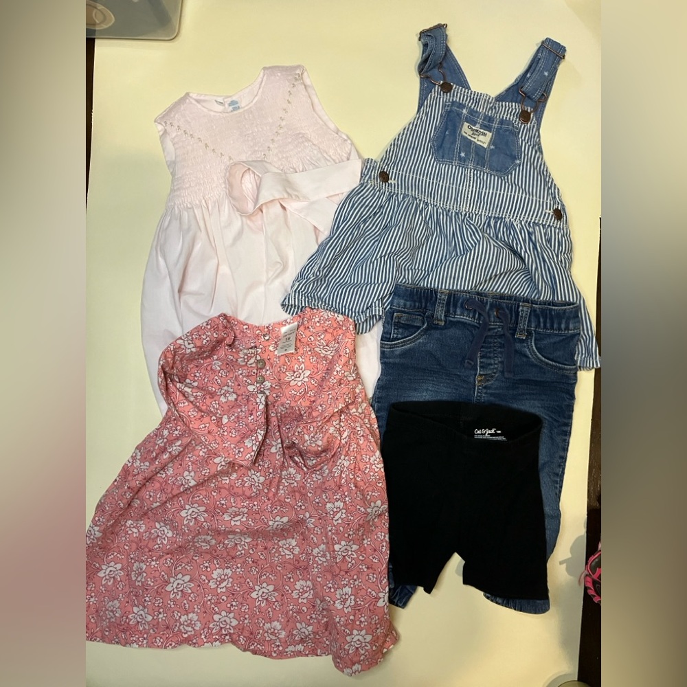 Girls 18 mos Spring Summer 5 Piece Bundle Incl Feltman Bros Vintage Style Dress